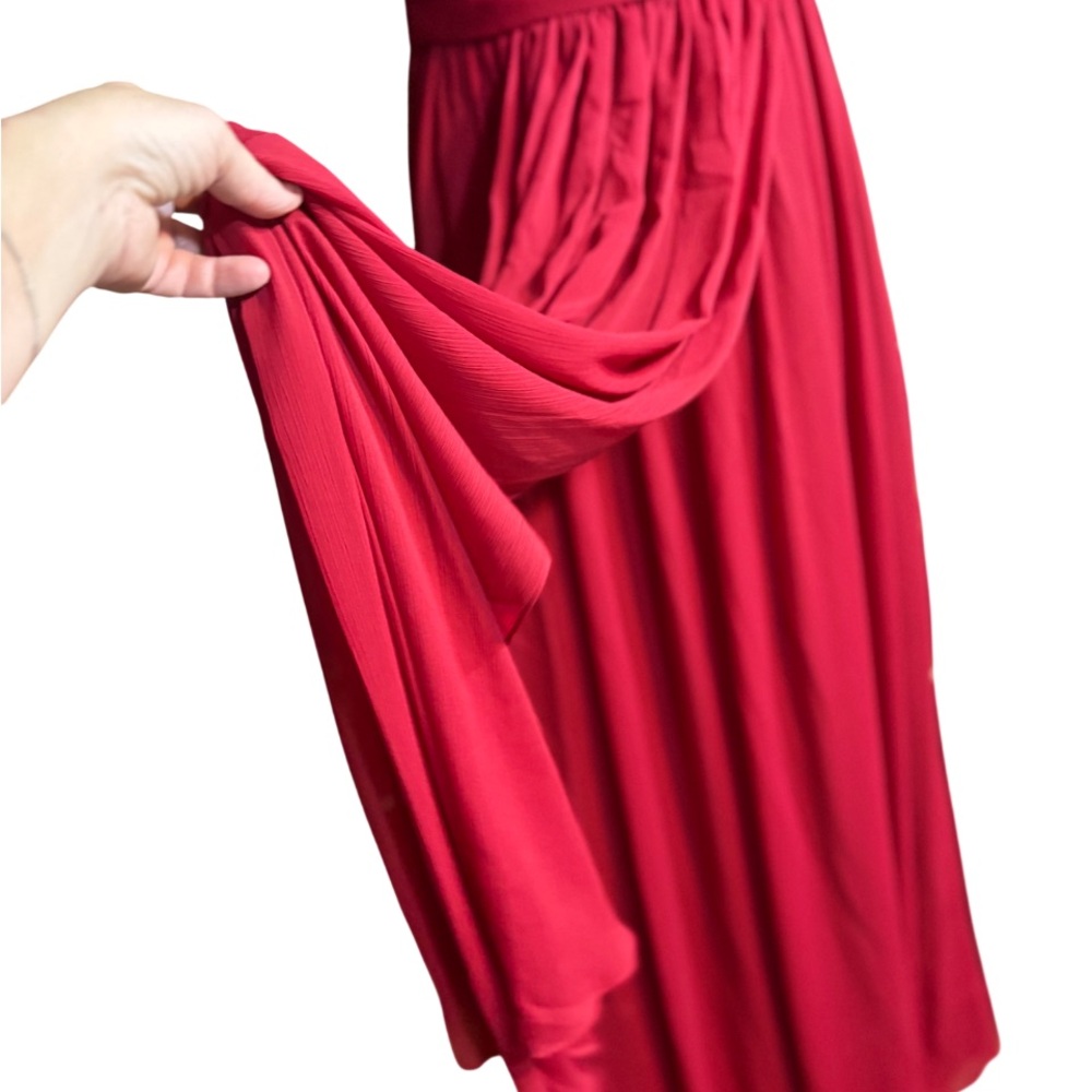 Azazie Red formal Gown chiffon strapless sweetheart neckline ruched fitted - Picture 6 of 14